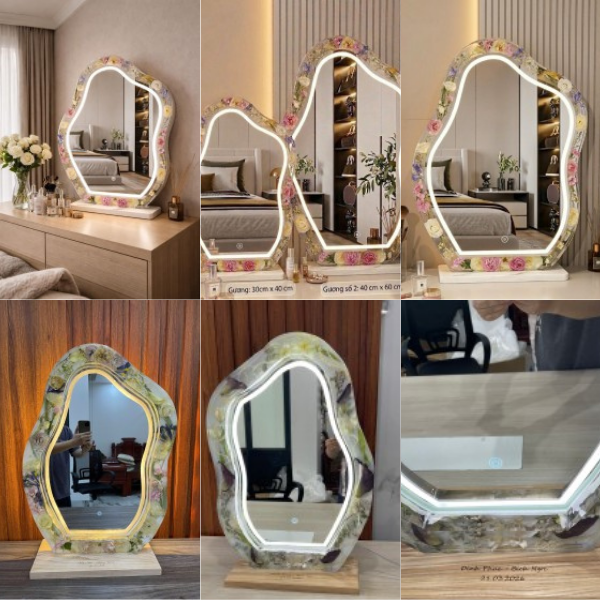 gương hoa cưới epoxy resin